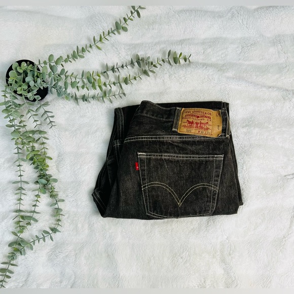 Men’s Levi's 501 Straight Brown Jeans 40x32 Button Fly Cotton Bootcut - Picture 2 of 9